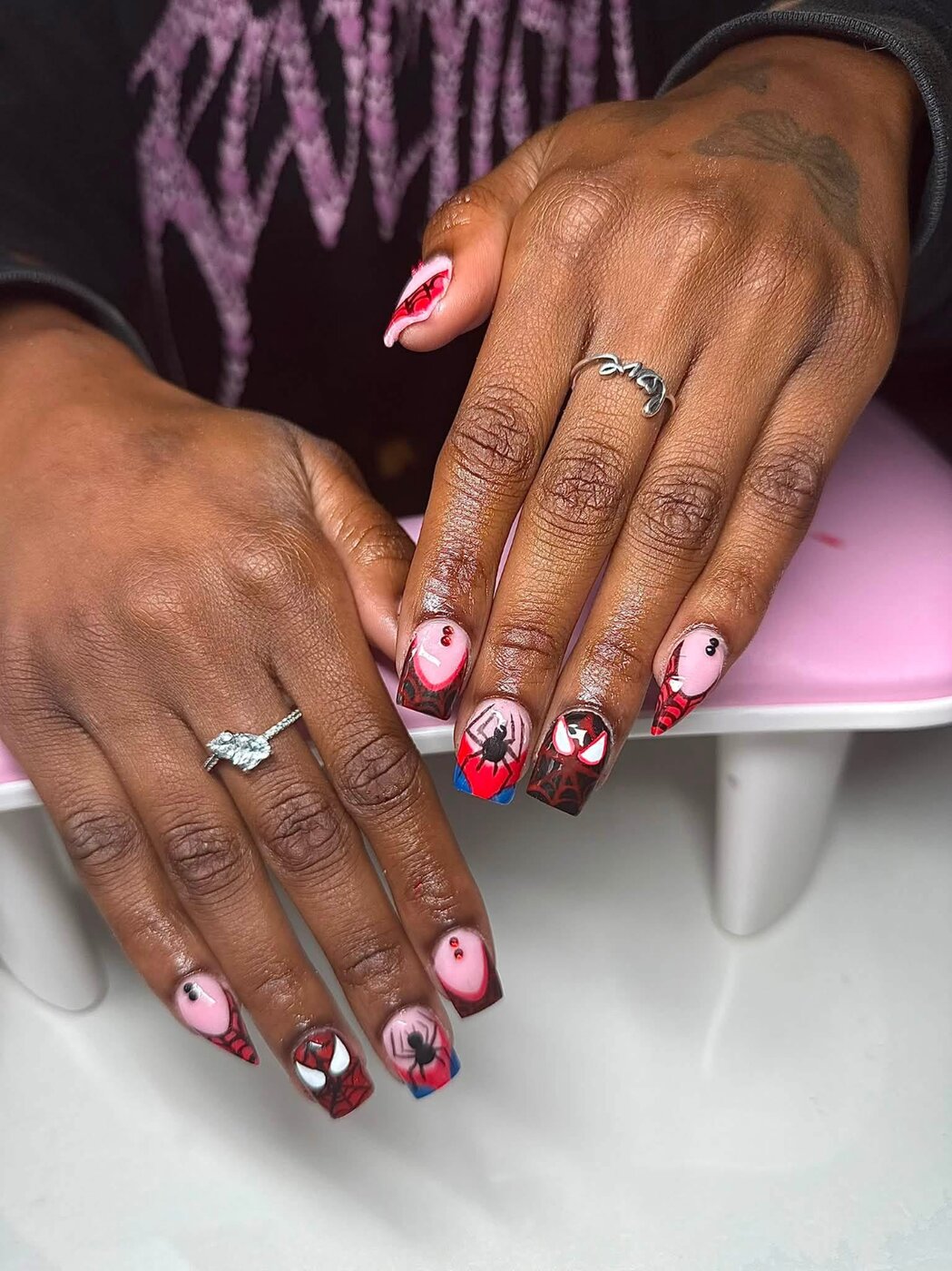 Spider-Man character nail art